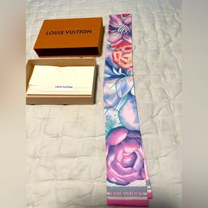 Louis Vuitton floral Bandeau in light pink, periwinkle and purple. Pristine